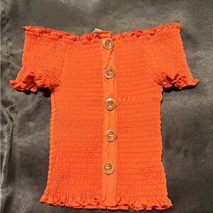 Wishful Park Vibrant Orange Smocked Blouse